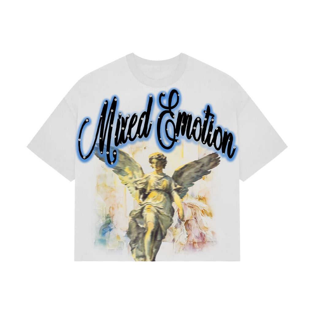 MIXED EMOTION (White Statue Rhinestone Tee)