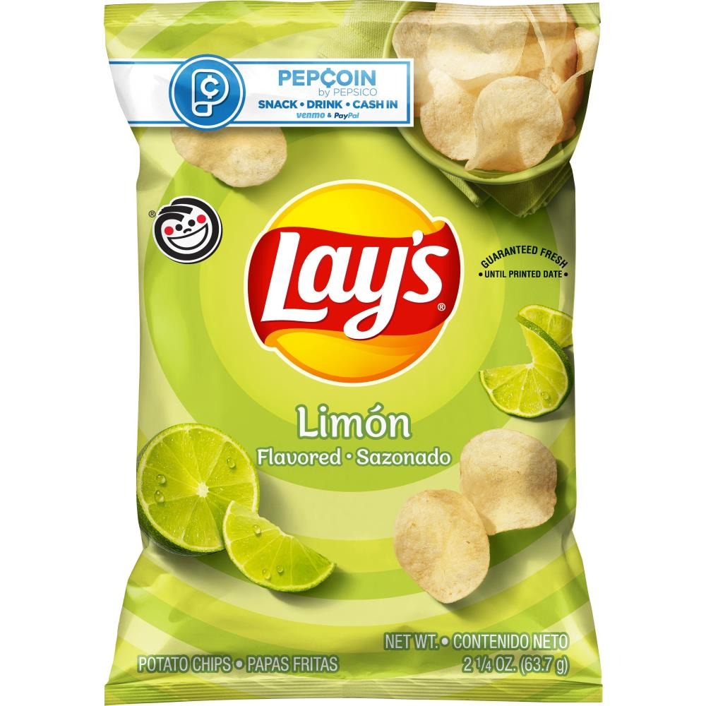 Lays Limon Lime Potato Chips 2.25 oz 24 ct XVL