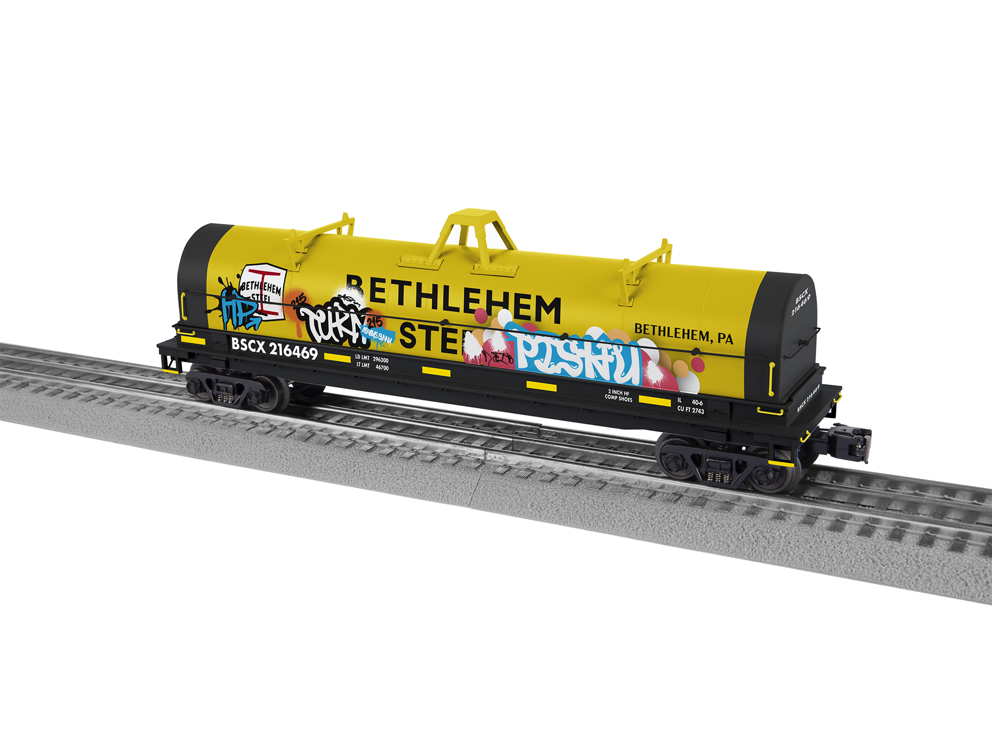 Lionel Bethlehem Steel Coil O Scale Car #216463 W/ Graffiti 2226510