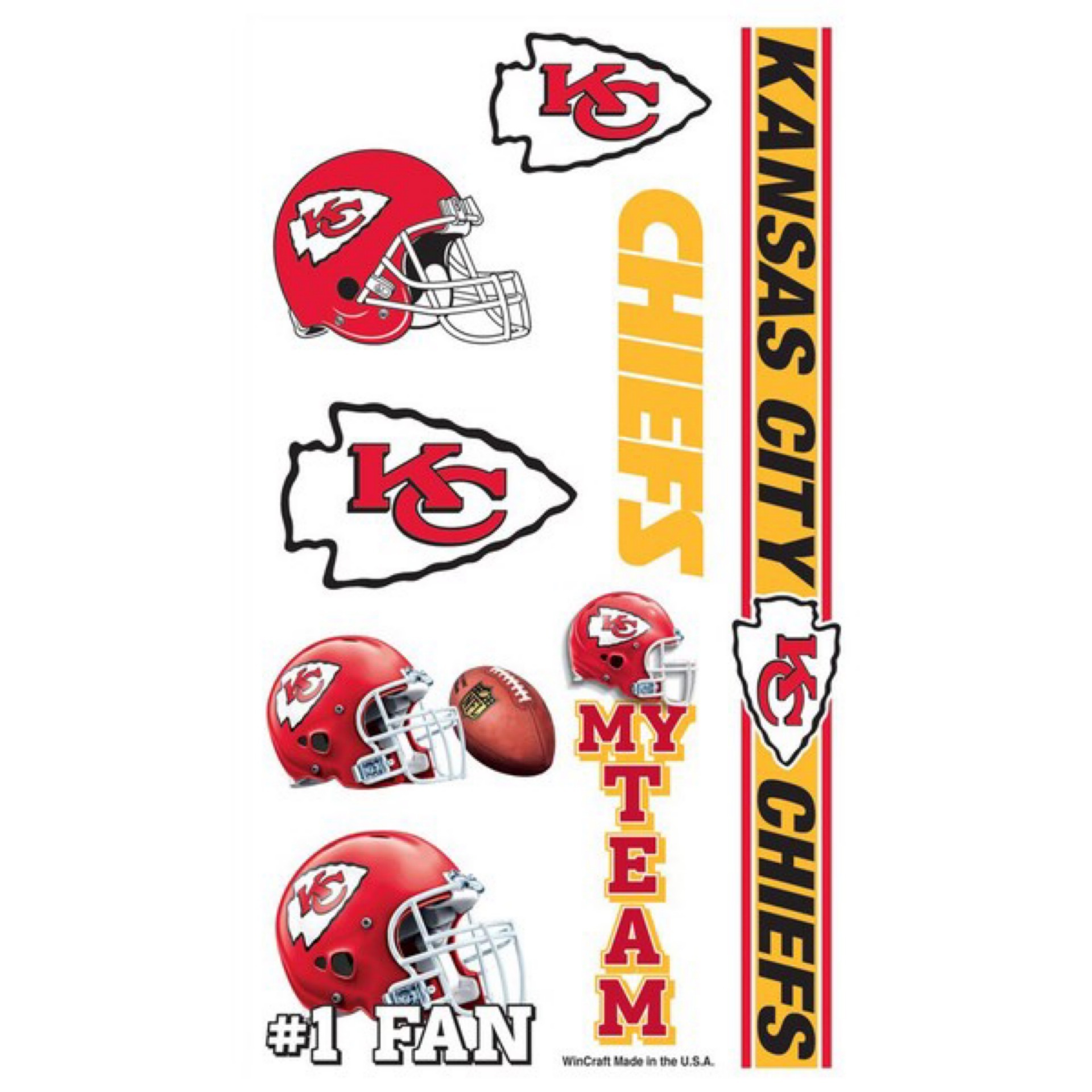 Kansas City Chiefs Tattoos Sheet