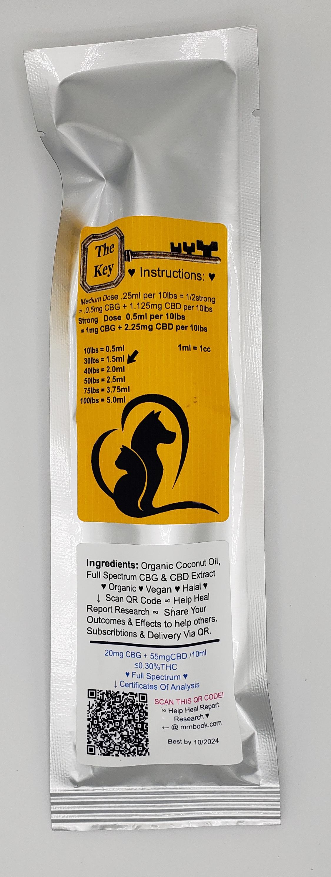 ? Pet Tincture ∞ Monthly Subscription ∞ Coconut Oil + 20mg CBG + 55mg CBD + ♥ /10ml