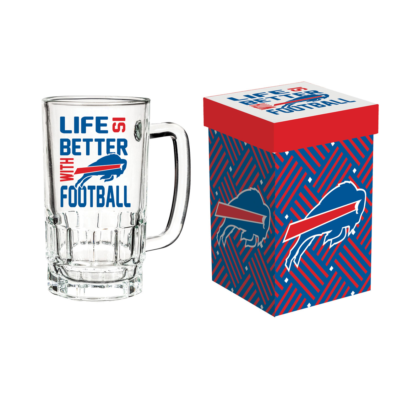 Buffalo Bills Glass Tankard Mug with Box 18oz