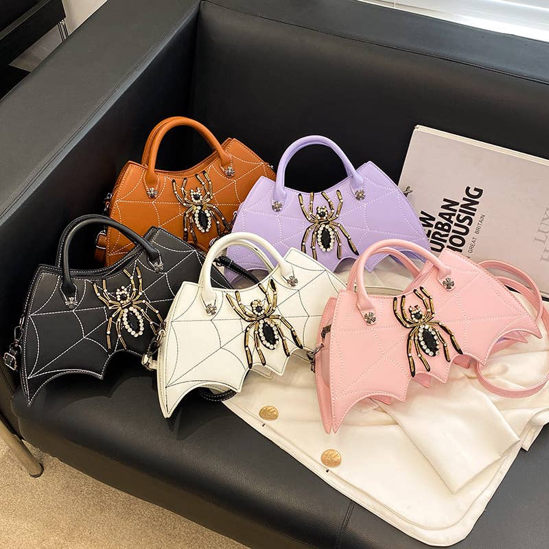 Gothic Spider Embroidery Rhinestone PU Crossbody Bag