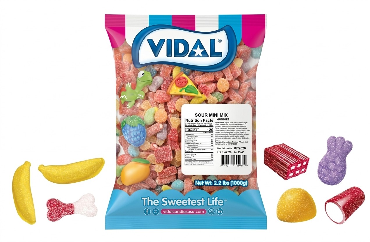 Vidal Sour Mini Mix Gummy Candy 2.2 lb