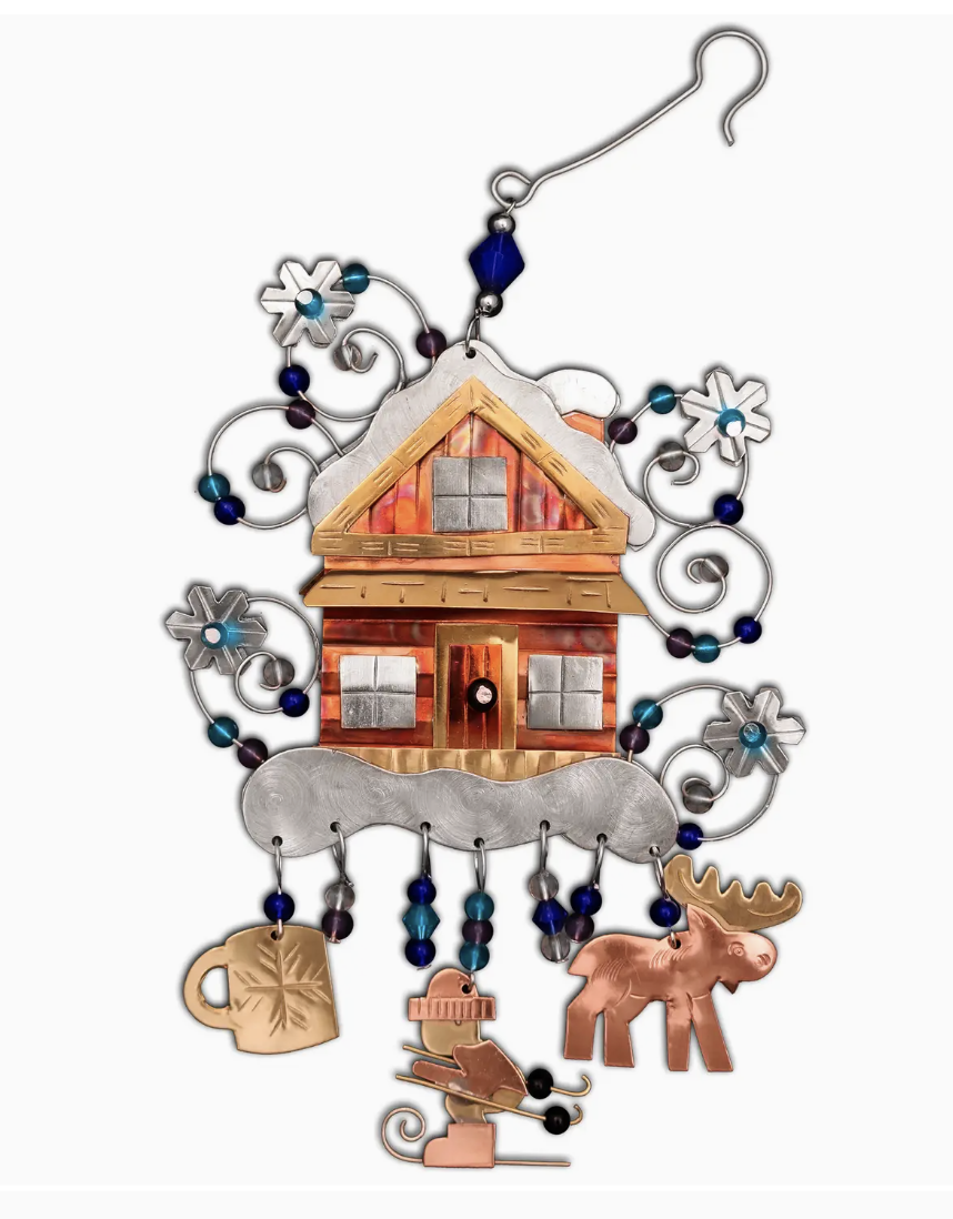 Ski Chalet Metal Ornament
