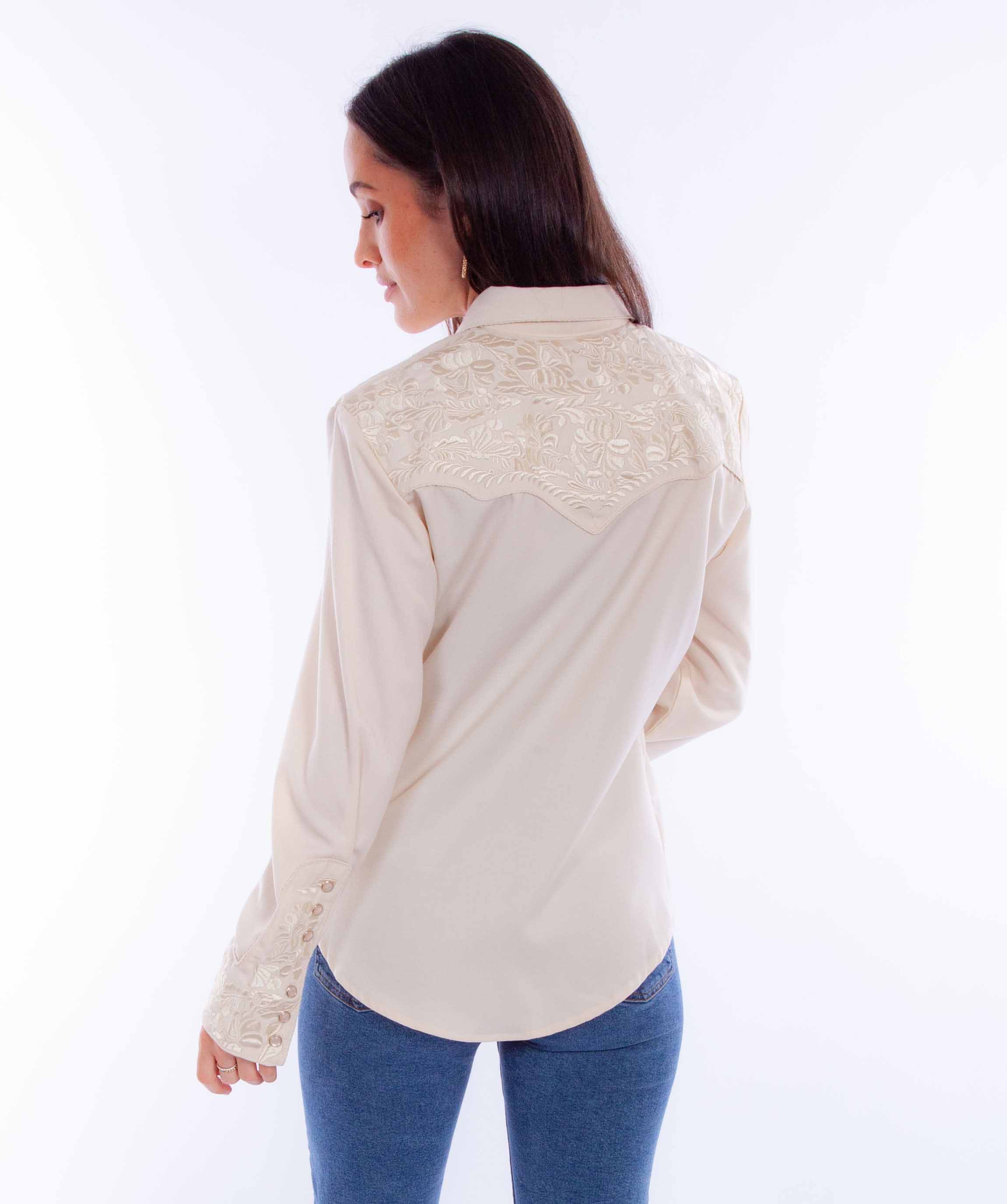 Floral Tooled Emb. Blouse