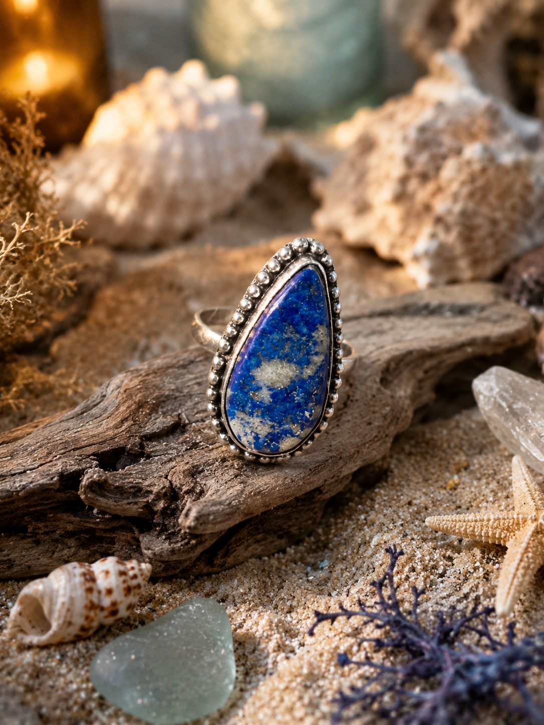 Lapis Lazuli Teardrop Ring – Size 10