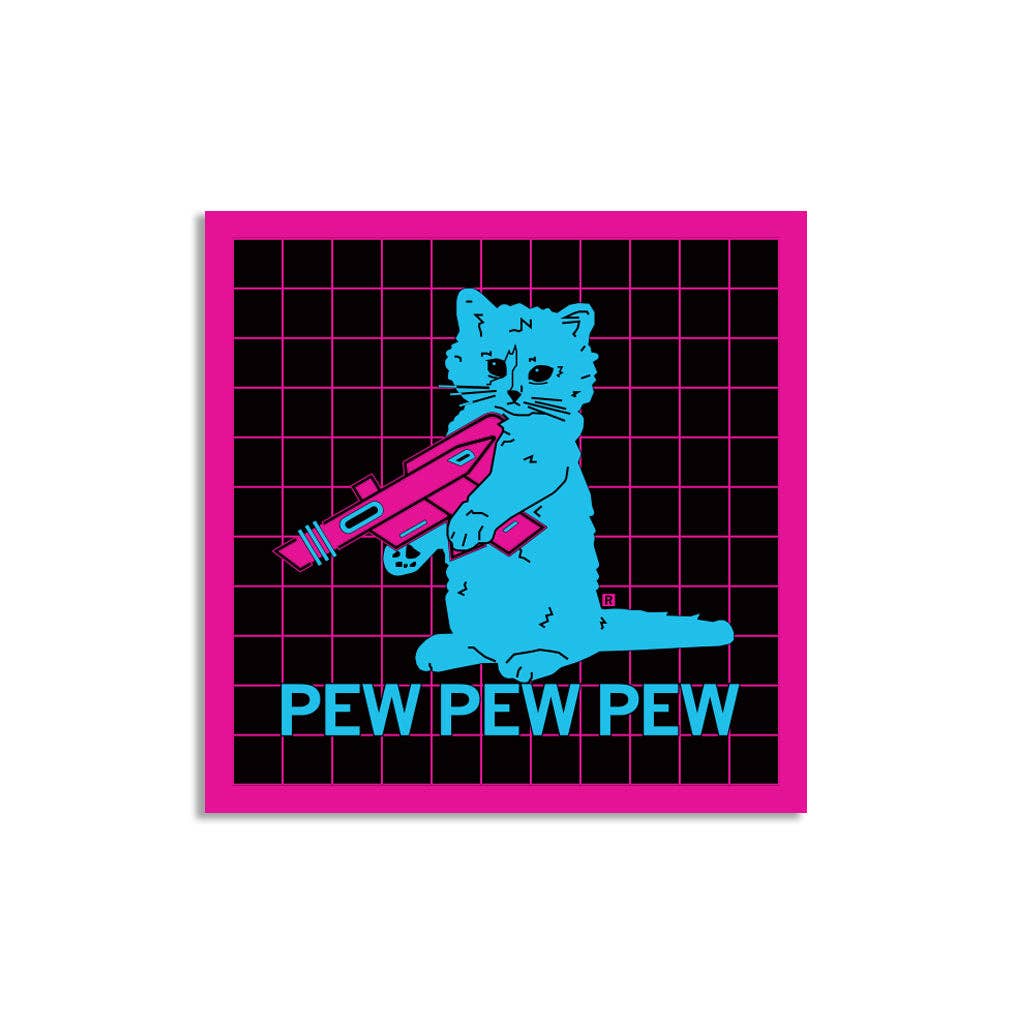 RAYGUN - Pew Pew Pew Vaporwave Black Sticker