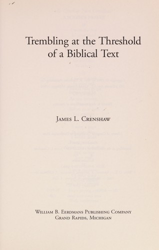 Cover of Trembling at the Threshold of a Biblical Text