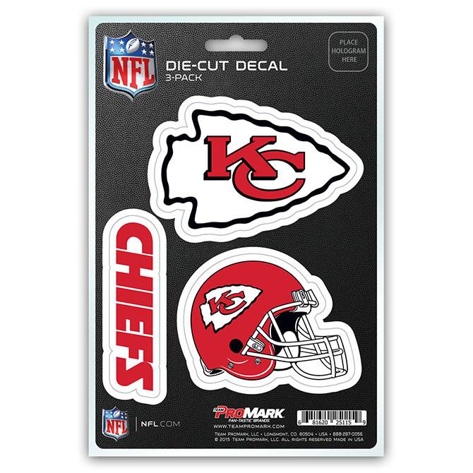 Kansas City Chiefs Die Cut Team Decals 3pk
