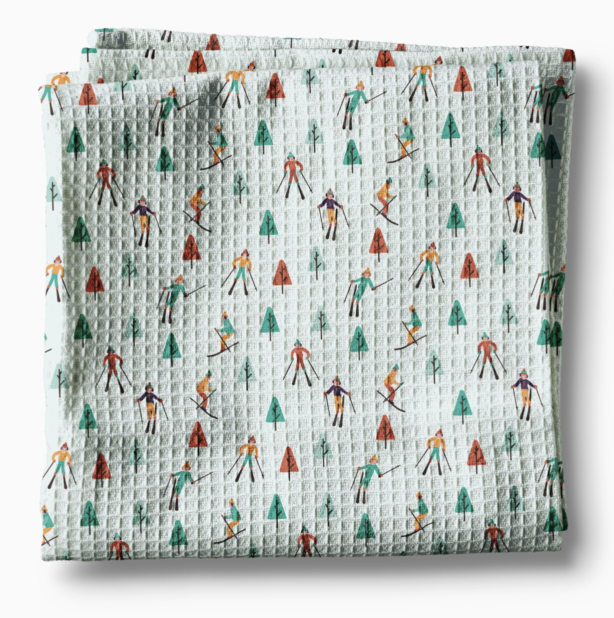 Skiers & Trees Waffle Towel