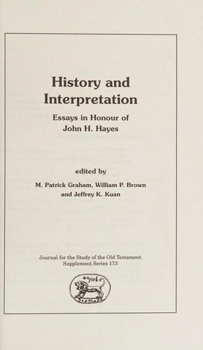 Cover of History and Interpretation (JSOT Supplement)