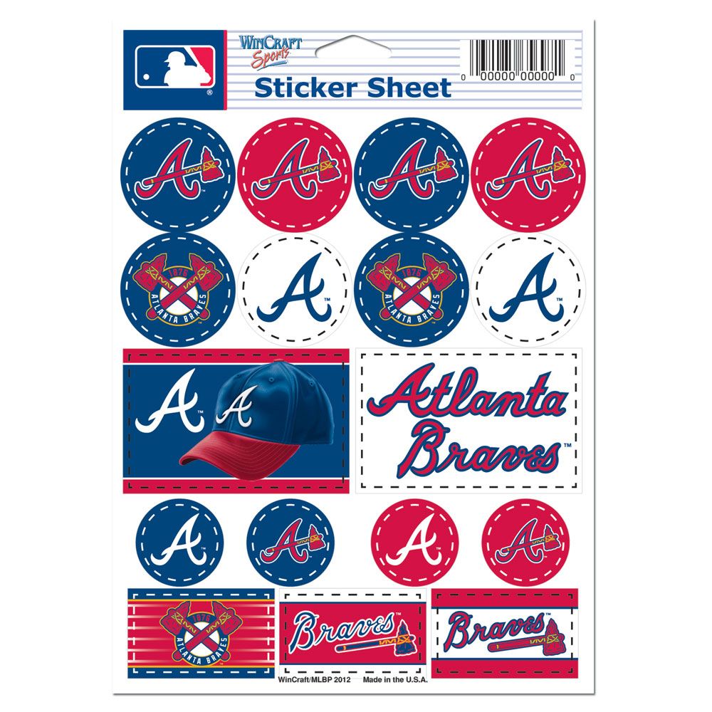 Atlanta Braves Vinyl Decal Sheet 5x7"