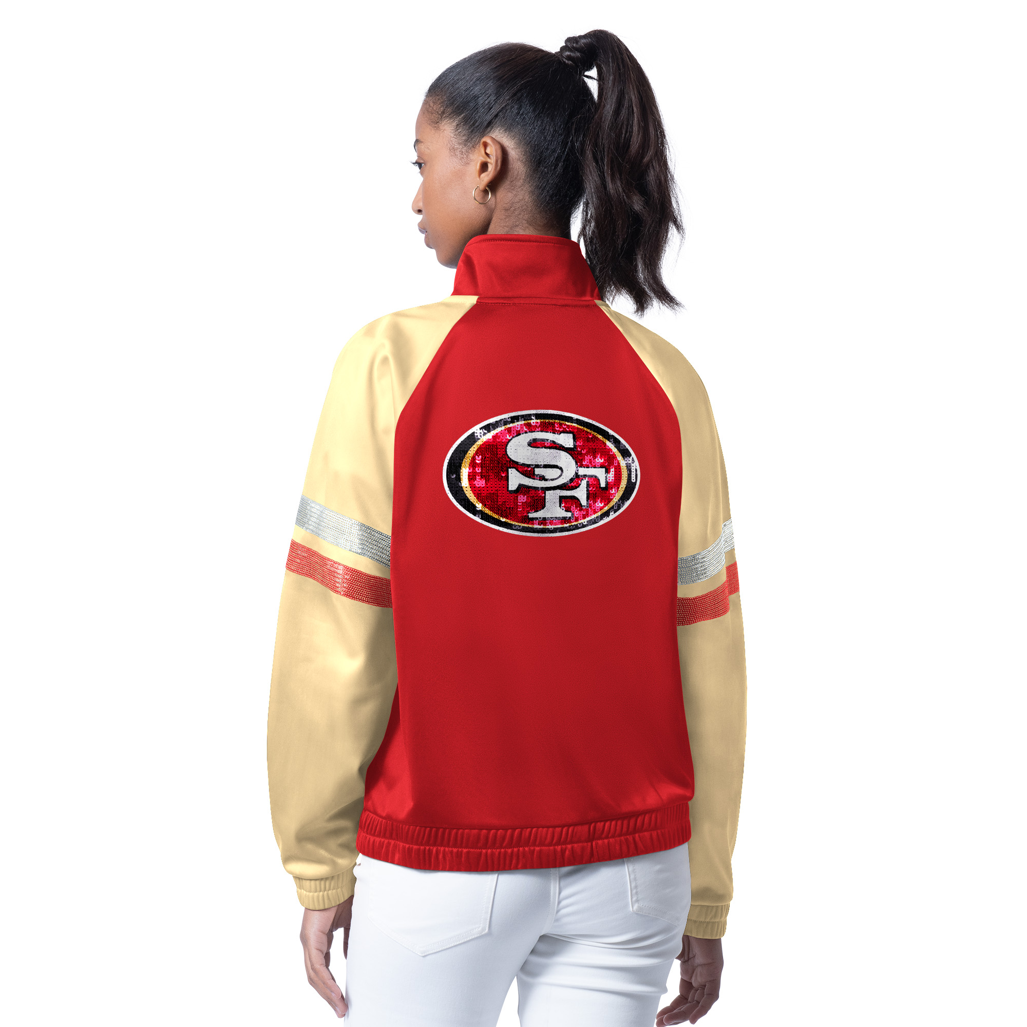 San Francisco 49ers Ladies Scarlet/Gold g-III Sideline Flash Full Zip Jacket