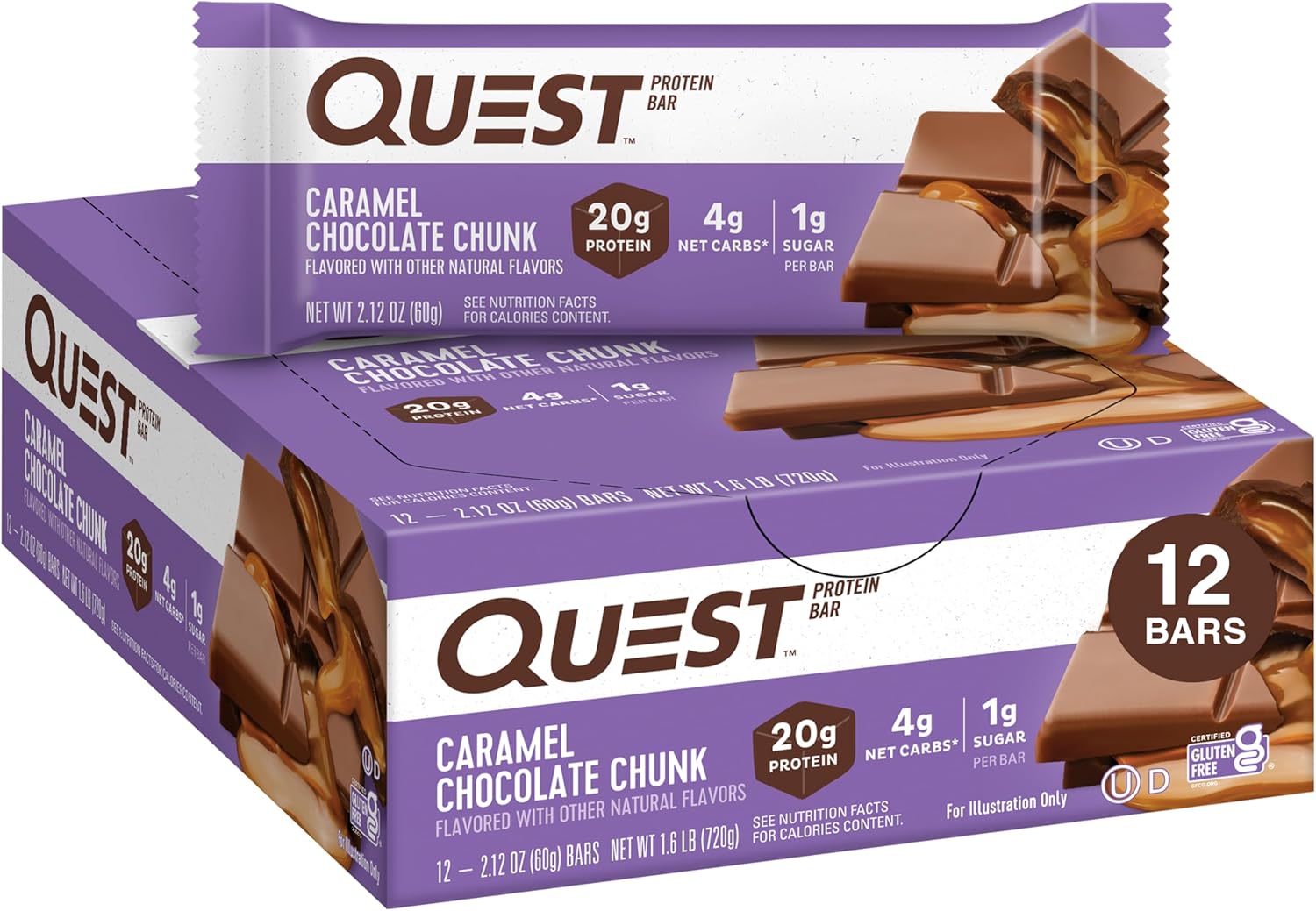 Quest Protein Bar Caramel Chocolate Chunk 12 ct