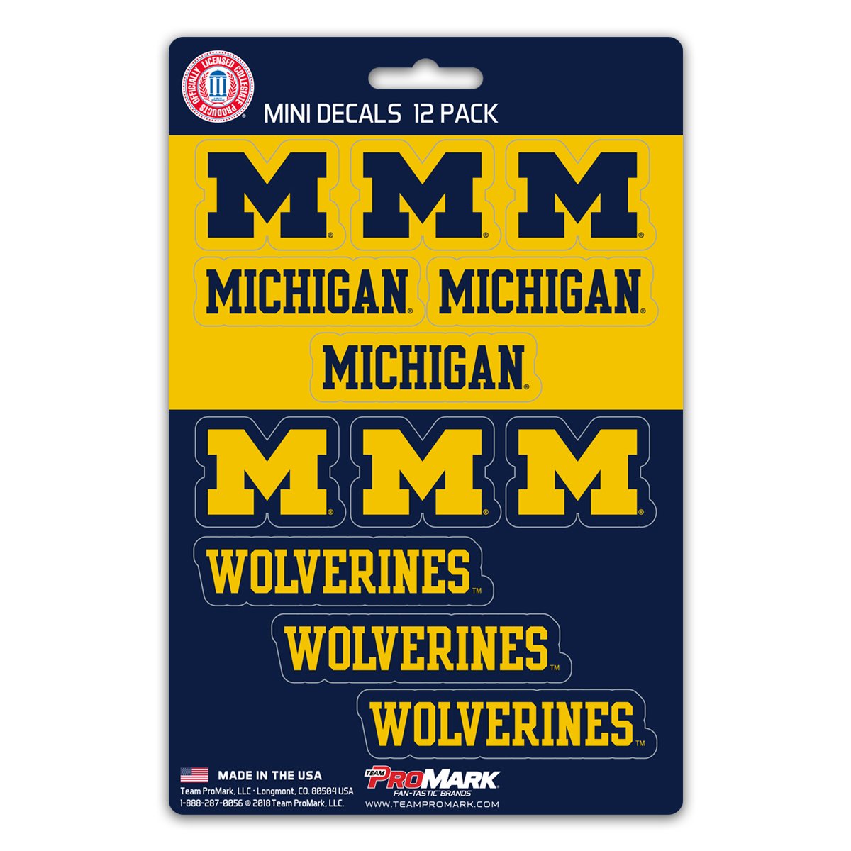 Michigan Wolverines Mini Decals 12pk Set