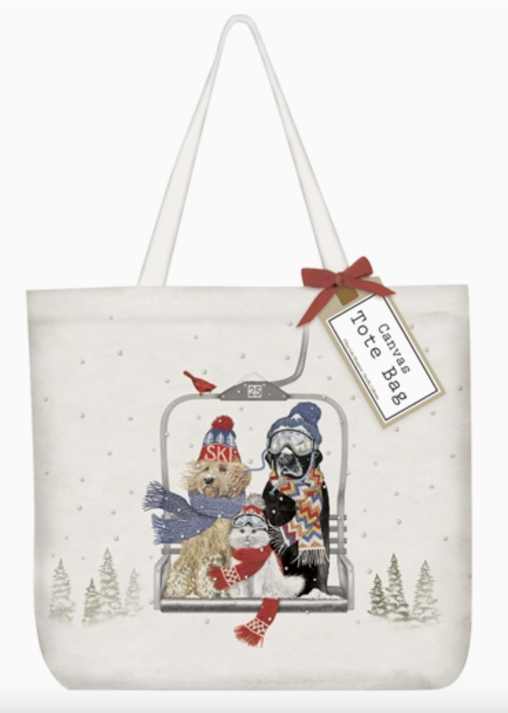 Ski Lift Dogs & Cat Tote Bag