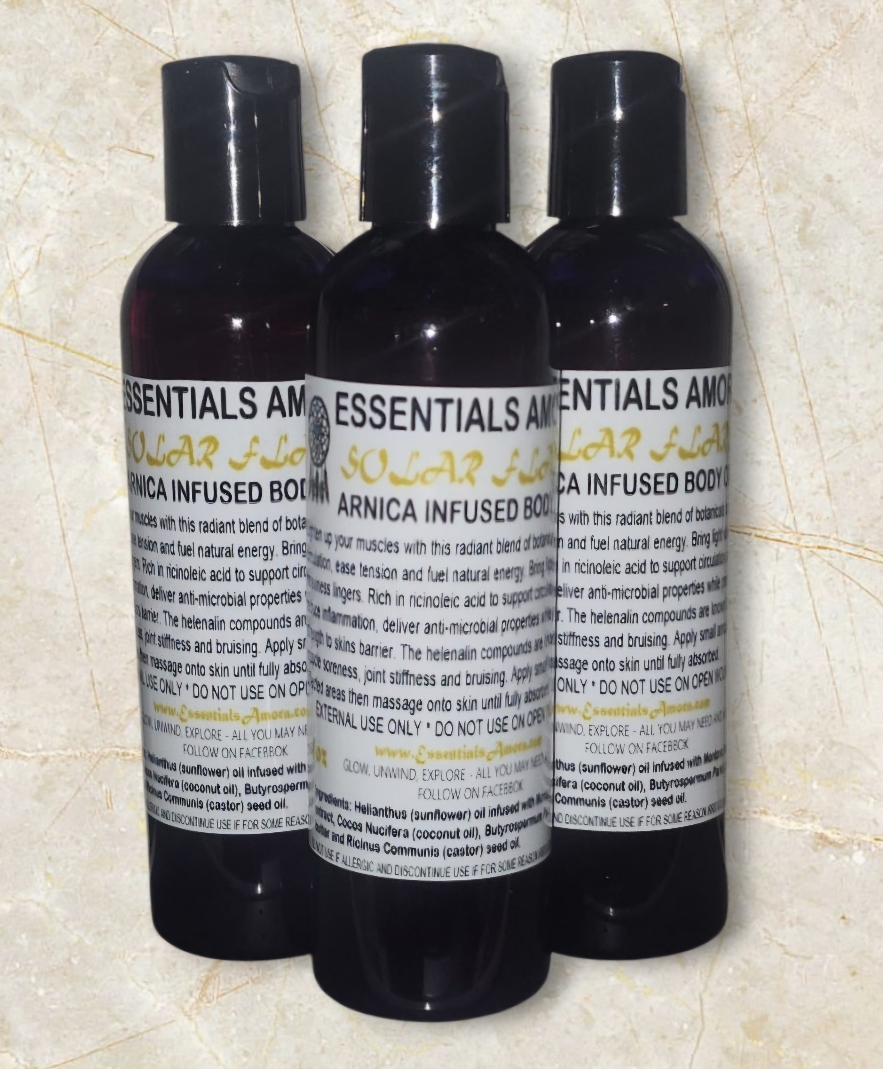 Solar Flare 4 oz body oil bottle