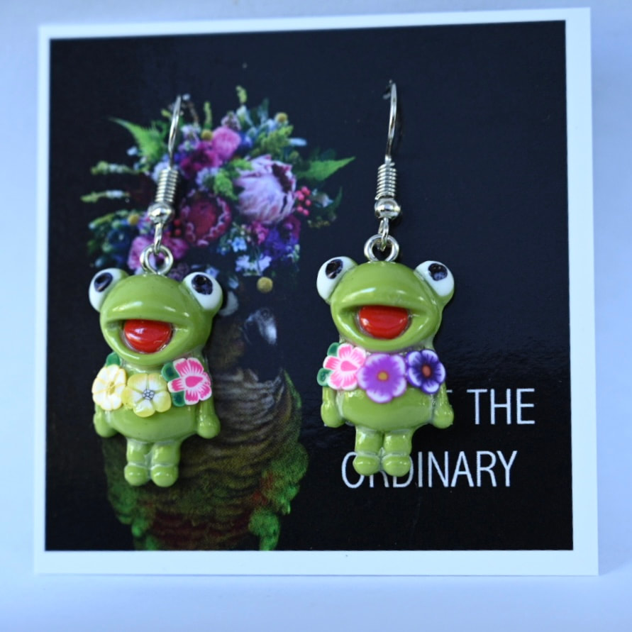 Frog Flower Earrings