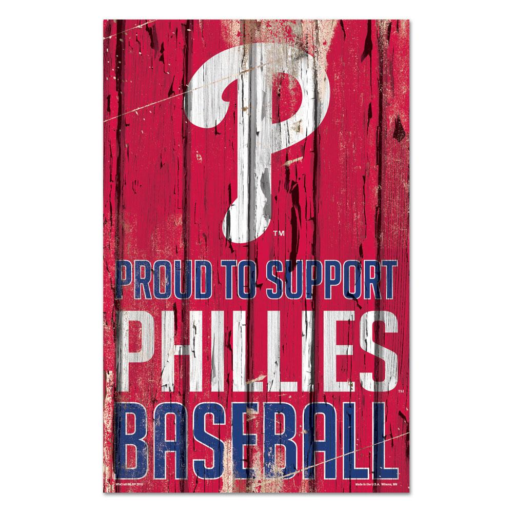Philadelphia Phillies Proud to Support Wooden Sign 11x17"