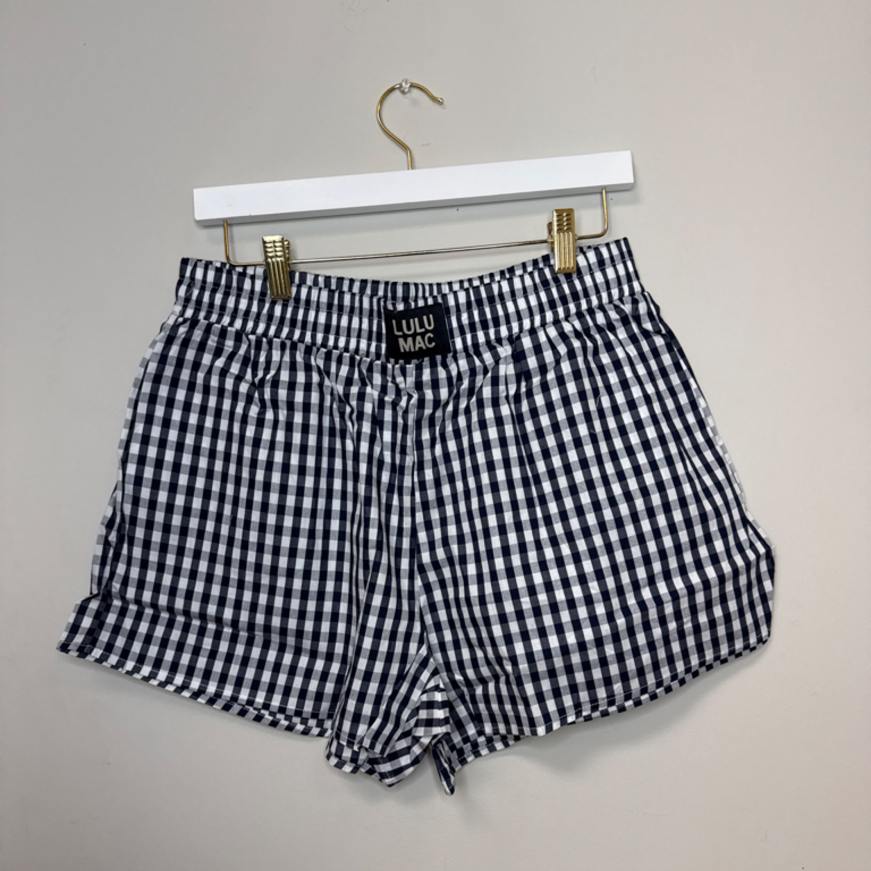 LuluMac boxer shorts navy/gingham — Bama Tan boutique, Tuscaloosa AL