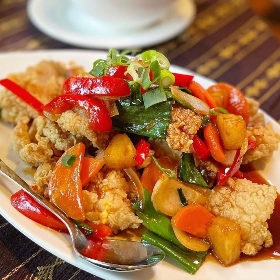 Tamarine Fish or Prawns Stir-Fry (Pla Ma Kham Piak) - Thai Orchid Perth