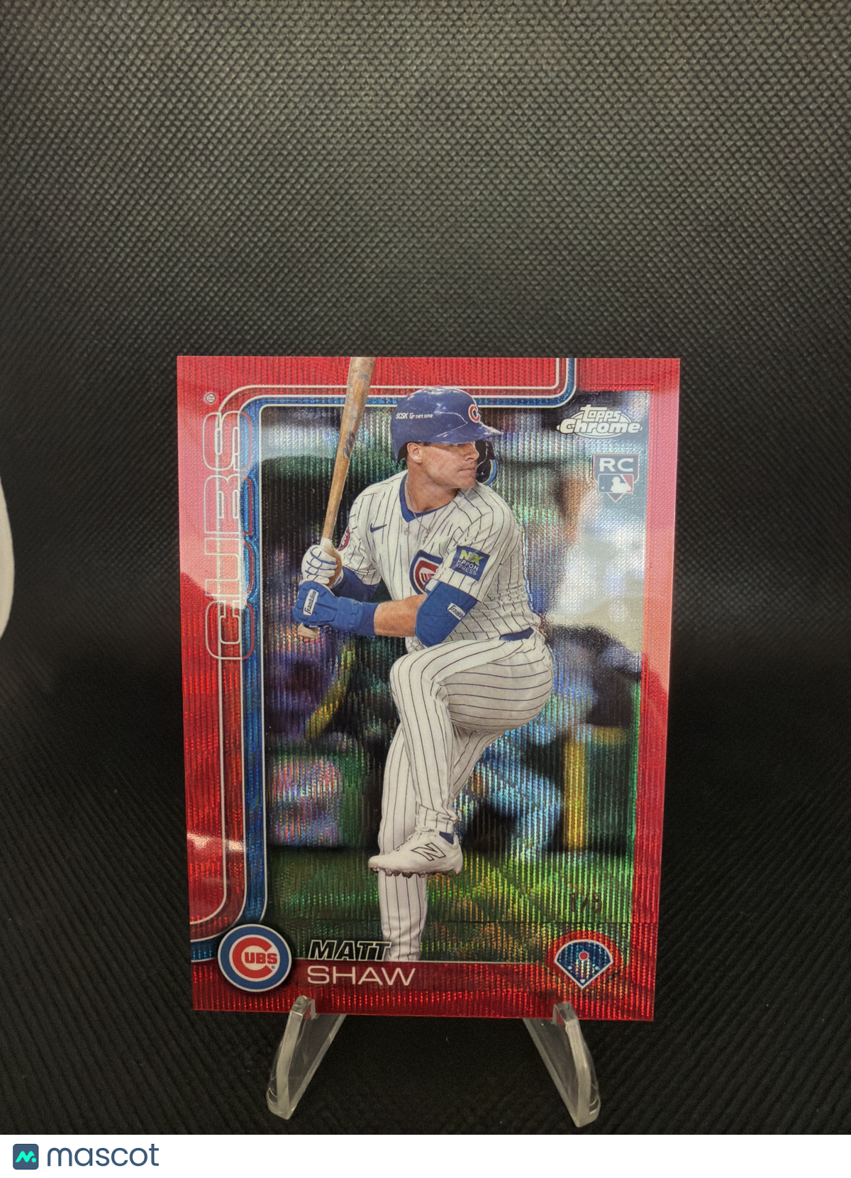 2025 Topps Chrome Matt Shaw Red Wave RC /5