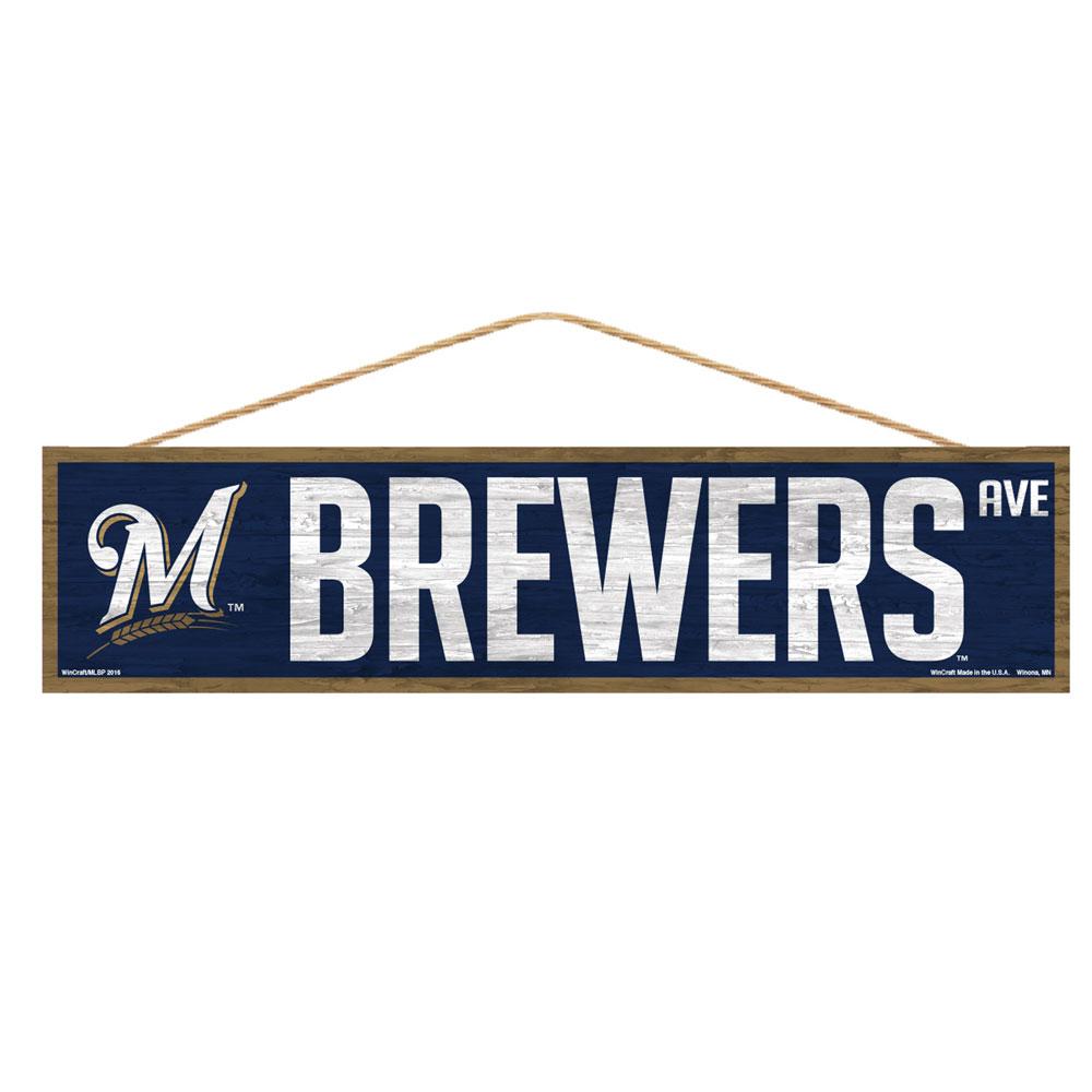 Milwaukee Brewers Wooden Avenue Sign 4x17"