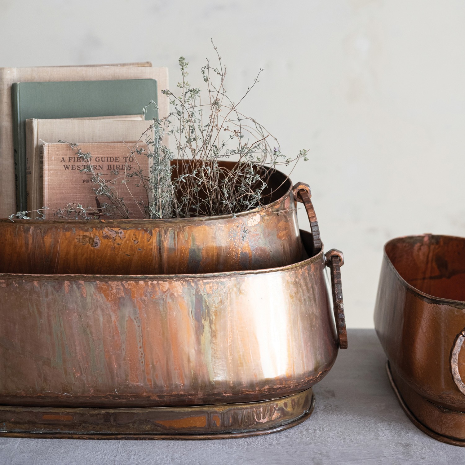 Rustic copper finish Metal Planters - Nest & Nook Sonora Boutique