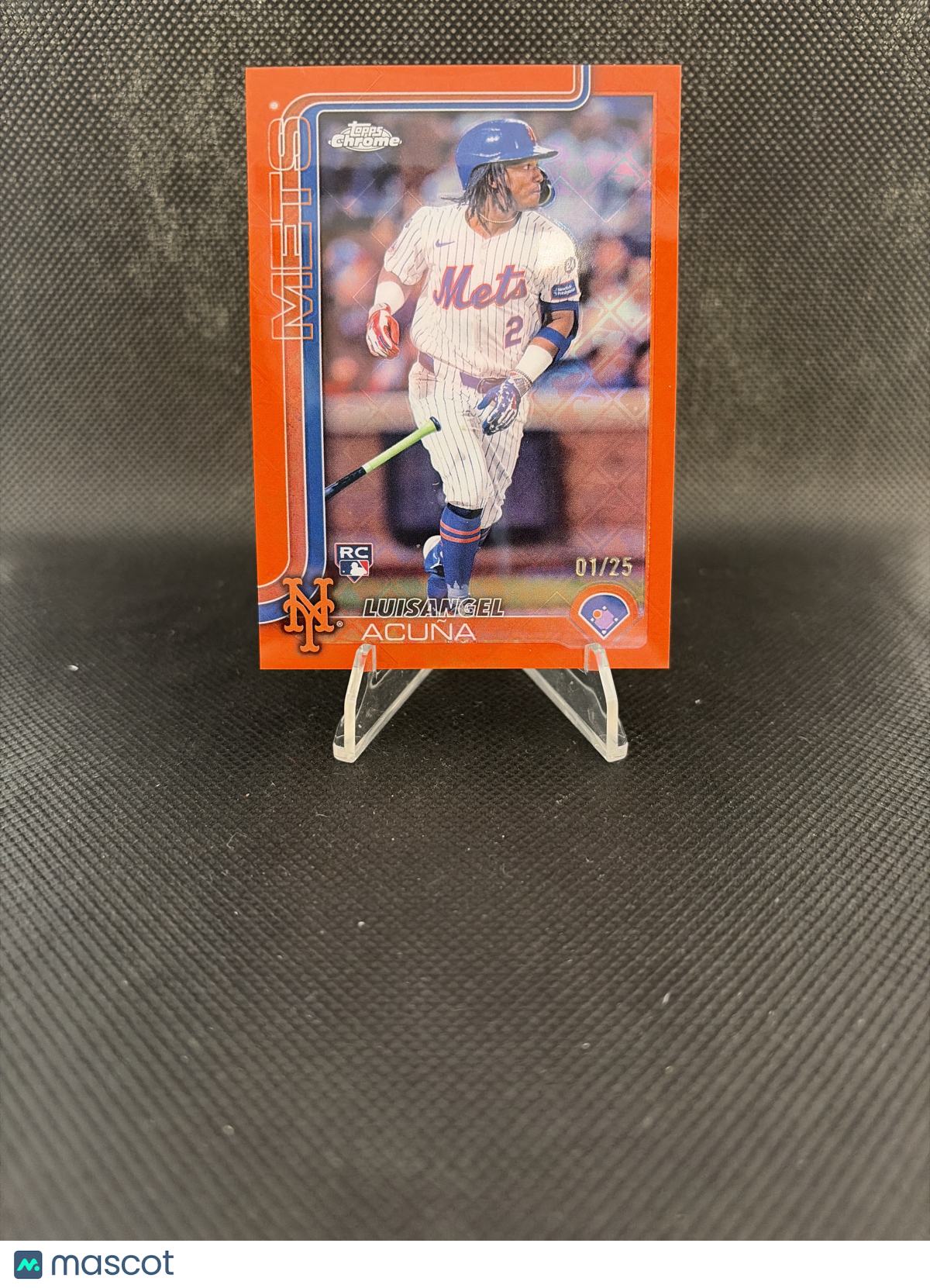 2025 Topps Chrome Update Luisangel Acuña RC Orange MLB Logo Refractor /25