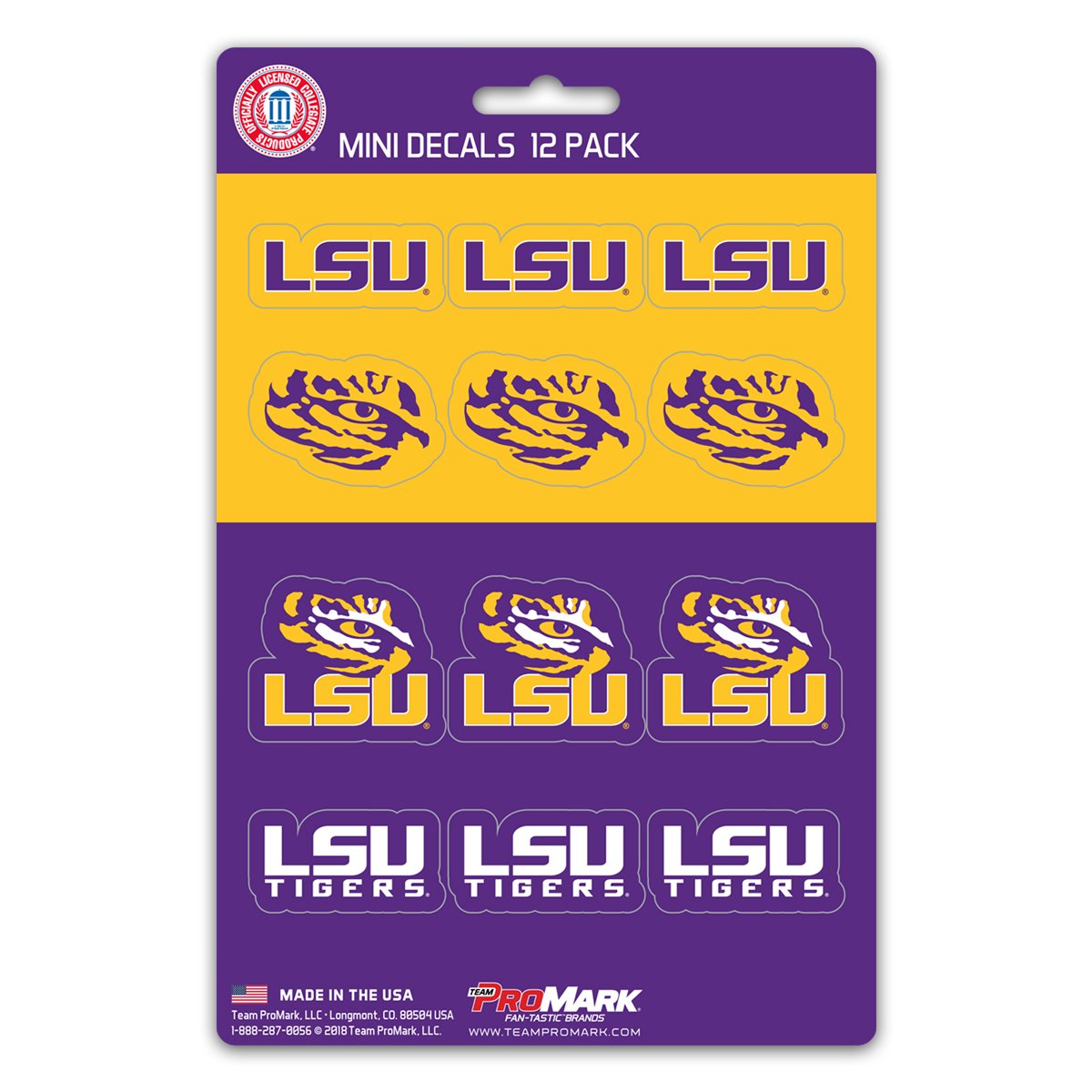 LSU Tigers Mini Decals 12pk Set