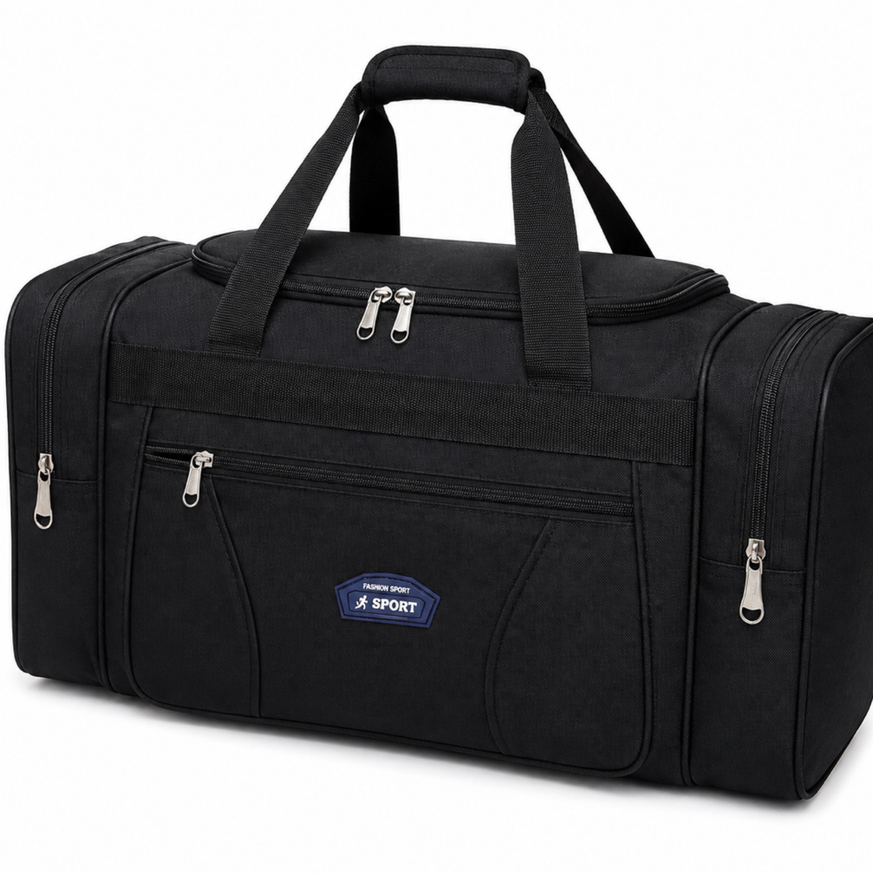 Black Multi-Compartment Travel Duffel Bag