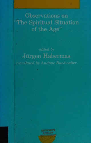Cover of Observations on "the Spiritual Situation of the Age": Contemporary German Perspectives