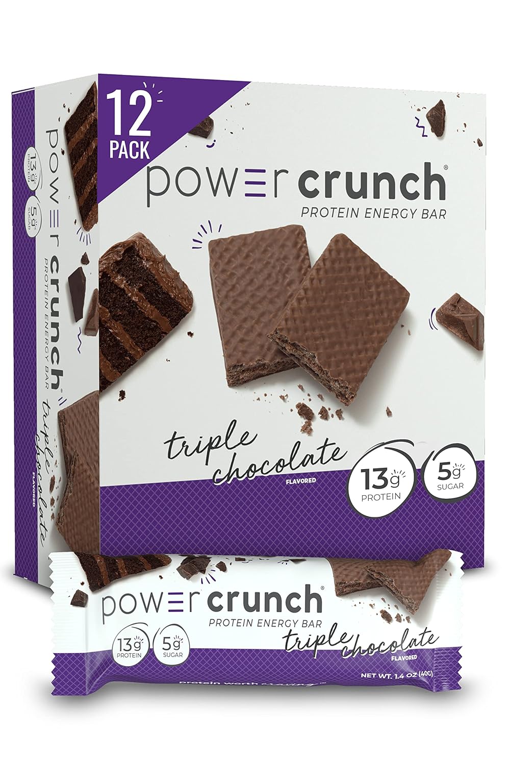 Power Crunch Protein Wafer Bars Triple Chocolate 1.4 oz 12ct