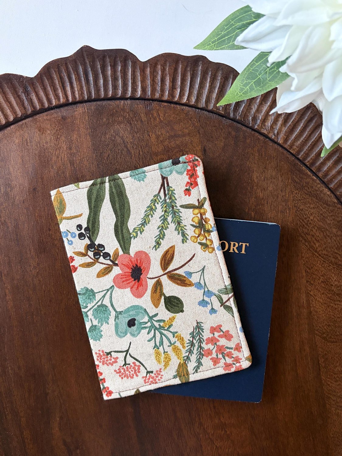 Passport Cover – Herb Garden Natural – handmade passport cover