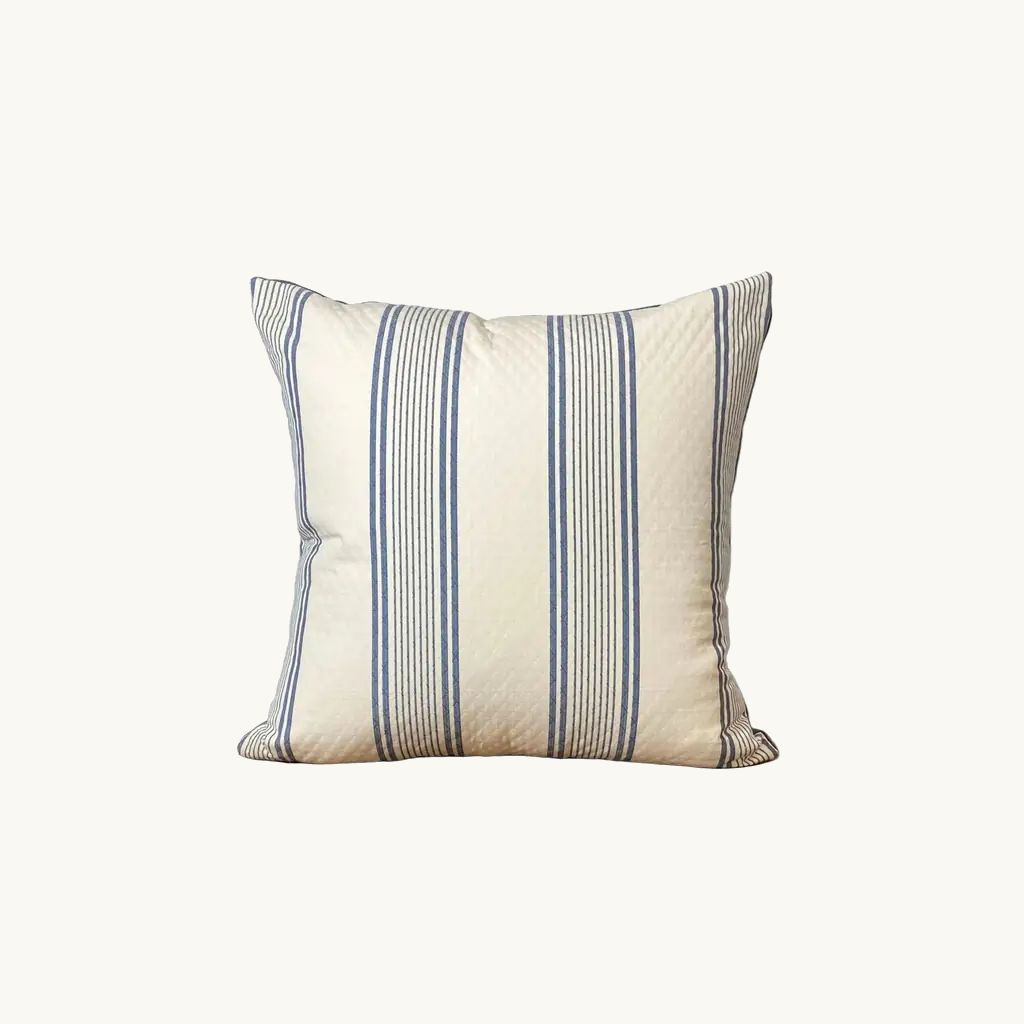 Quilted Navy & Cream Stripe Euro