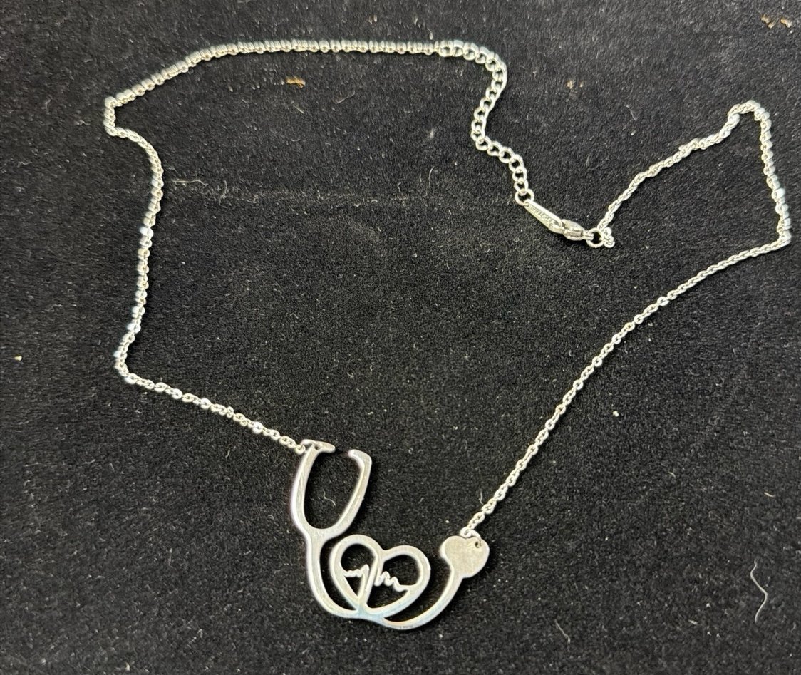 Stainless Steel Stethoscope Heartbeat Necklace