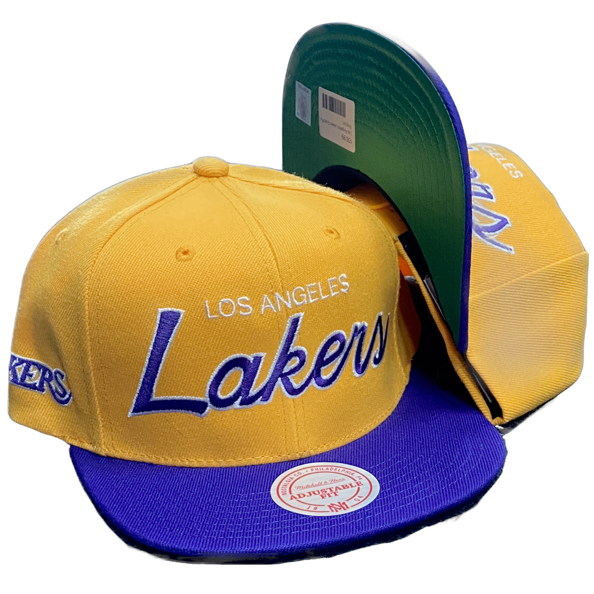 Los Angeles Lakers Yellow/Purple Script Mitchell and Ness Snapback Hat