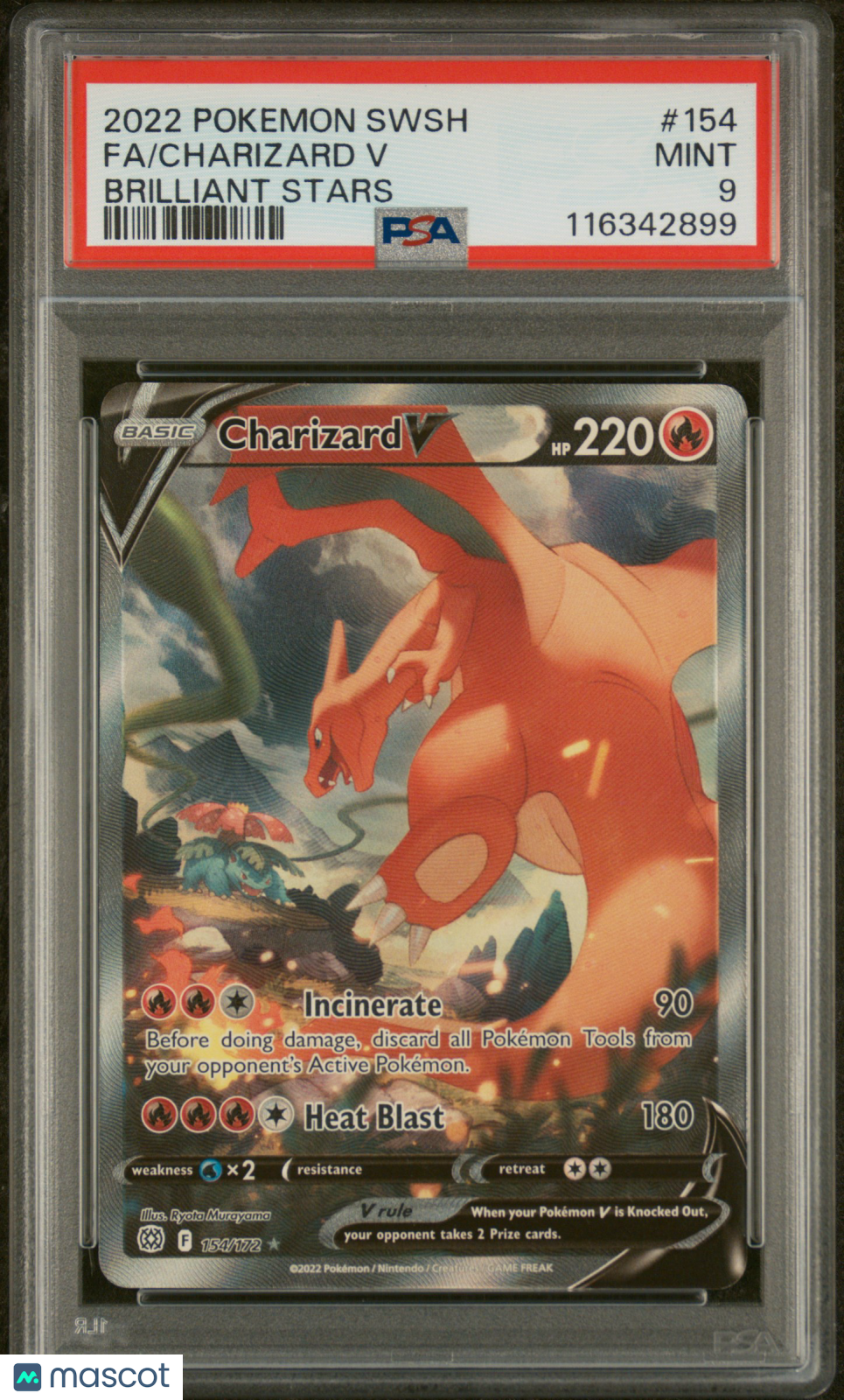 2022 Pokemon Sword & Shield Brilliant Stars Charizard V Fa PSA 9 #154