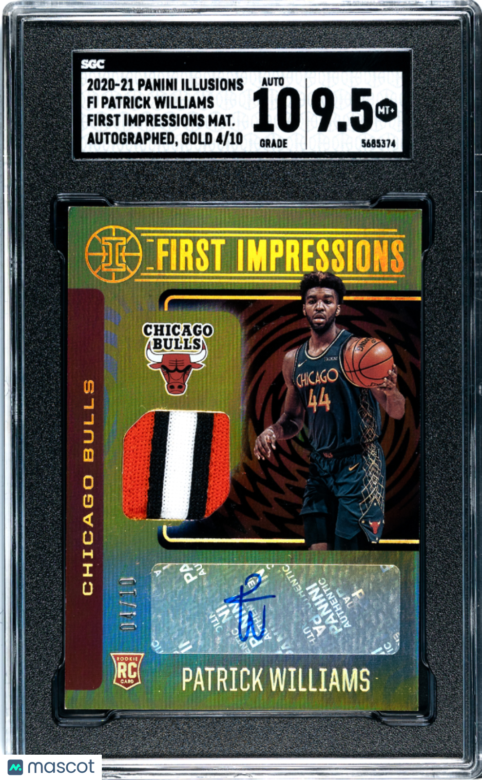 2020 Panini Illusions Patrick Williams First Impressions RPA /10 SGC 9.5 Auto 10