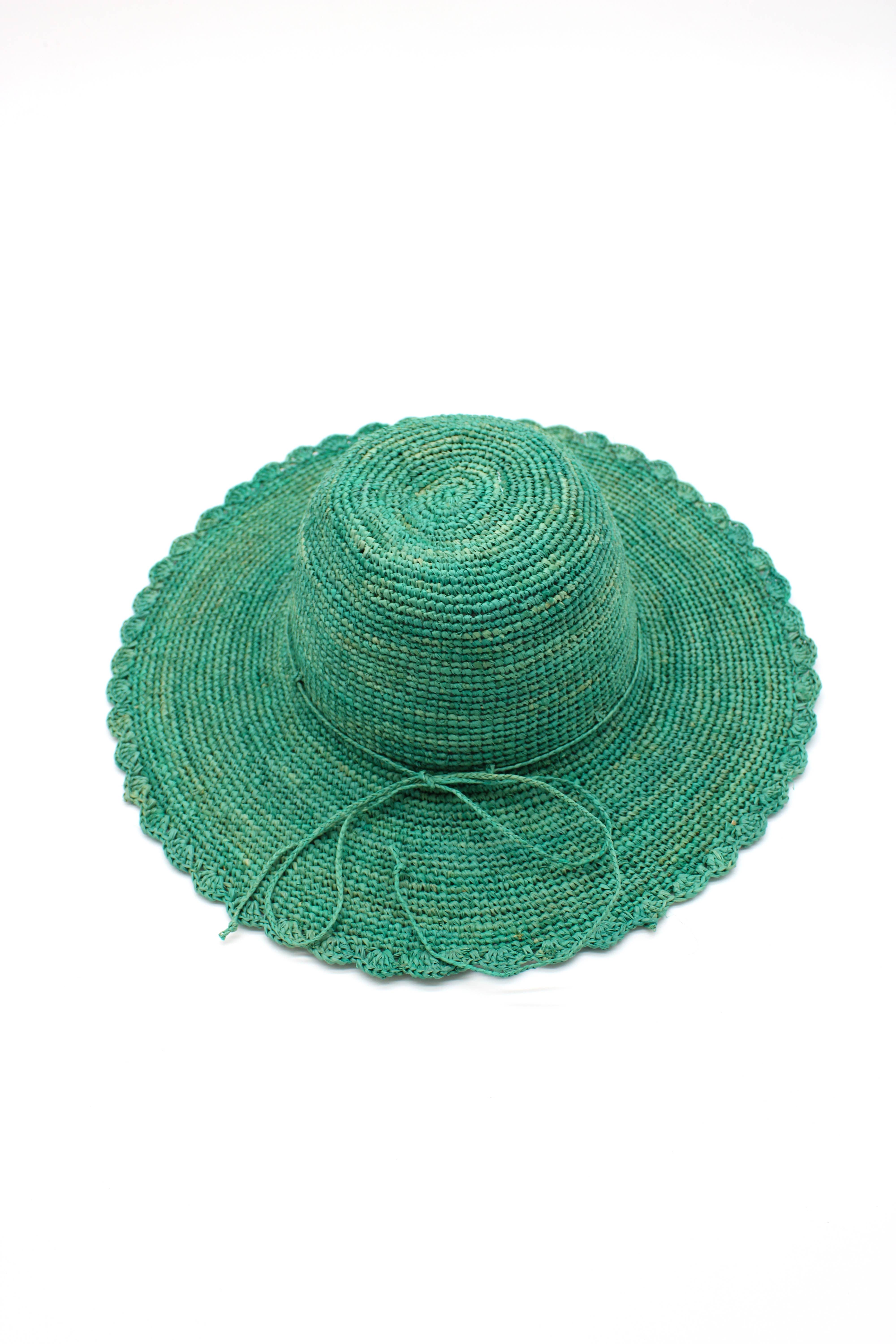 4" Brim Genevieve Crochet Straw Sun Hat with Lace Weave Edge