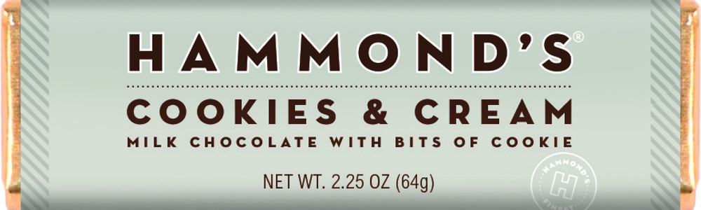 Hammond's Cookies & Cream Milk Chocolate Bar 2.25 oz 12 ct (1)