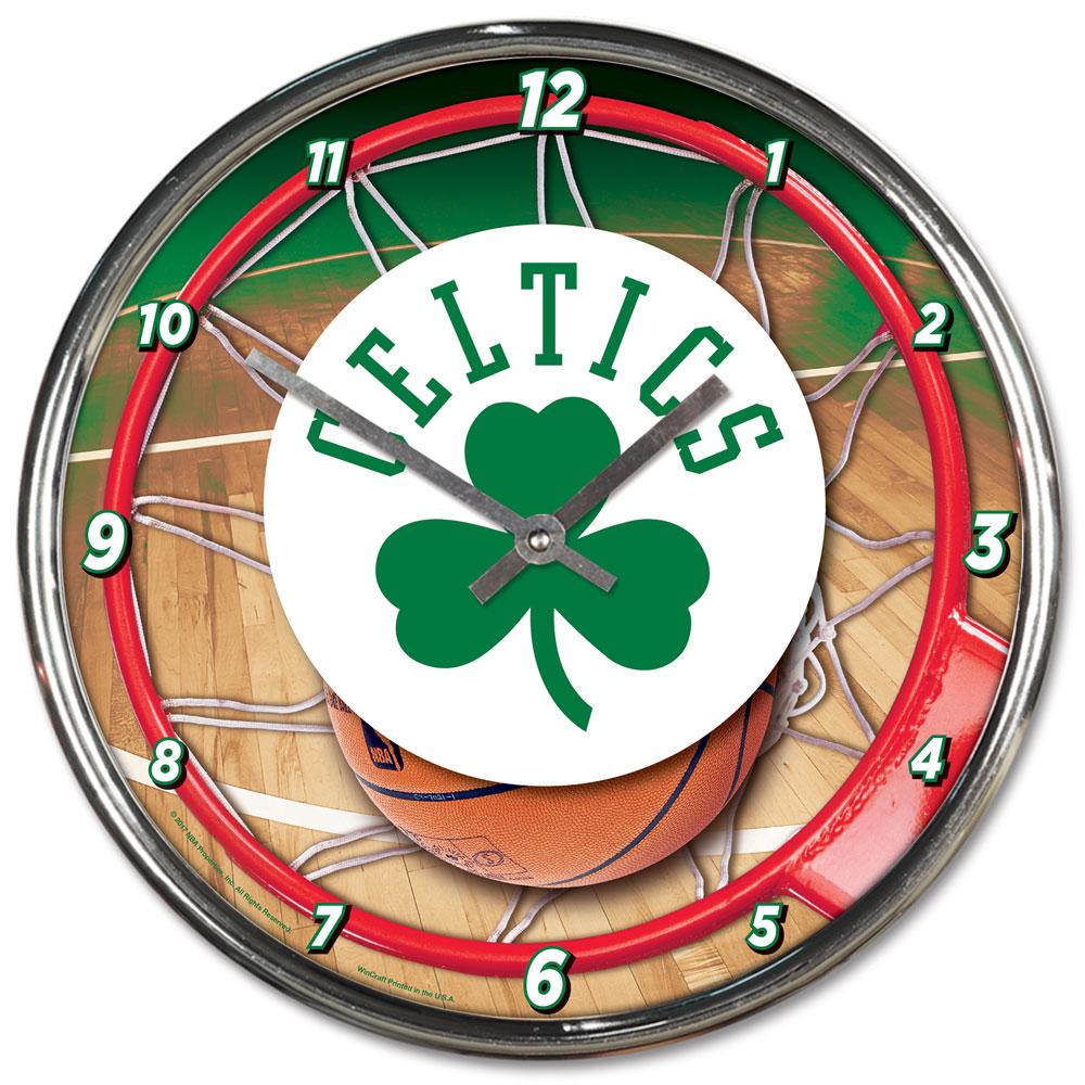 Boston Celtics Round Chrome Wall Clock