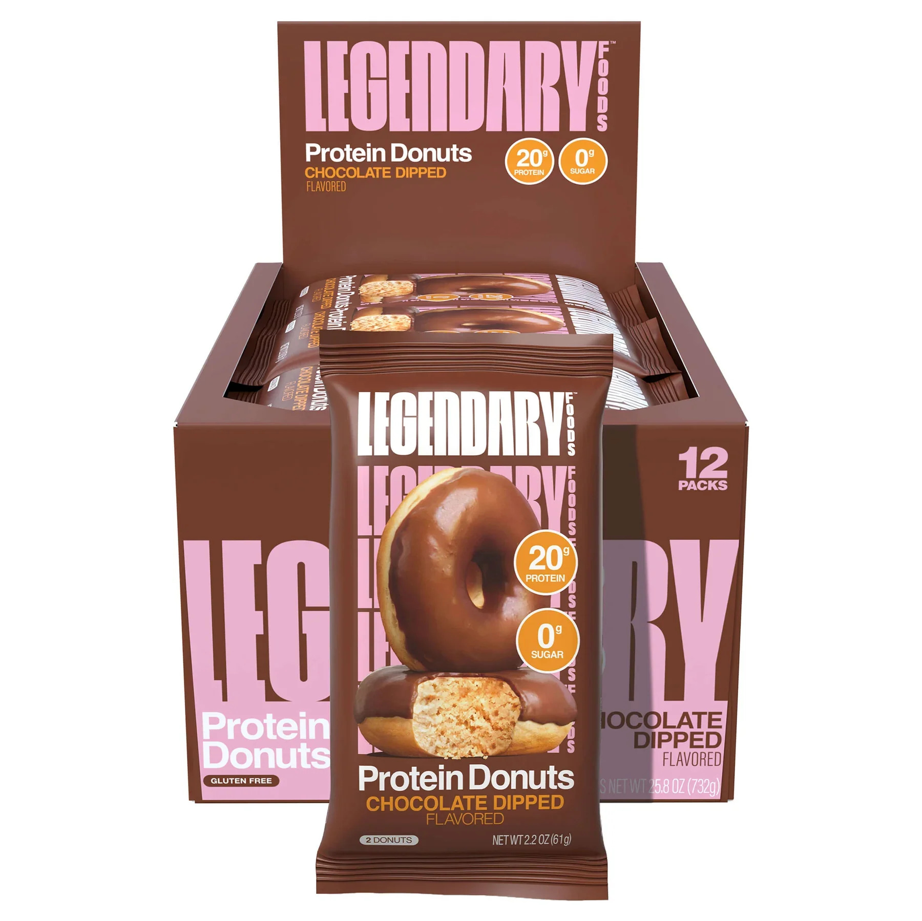 Legendary Protein Donuts Chocolate Dipped 2.2 oz 12 ct
