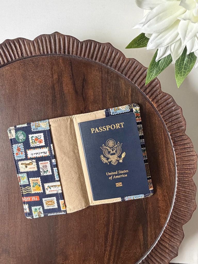 Passport Cover – Postage Stamps Navy, photo 3 of 4