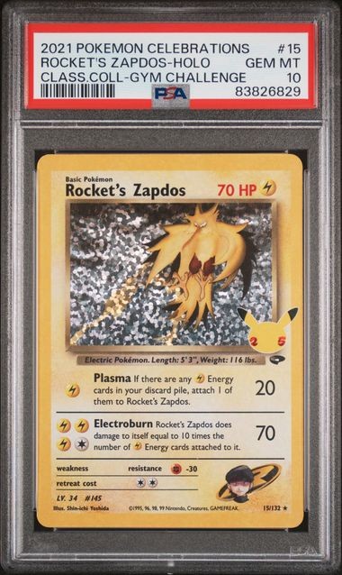 2021 POKEMON CELEBRATIONS CLASSIC COLLECTION #15 ROCKET'S ZAPDOS-HOLO CLASS.COLL-GYM CHALLENGE