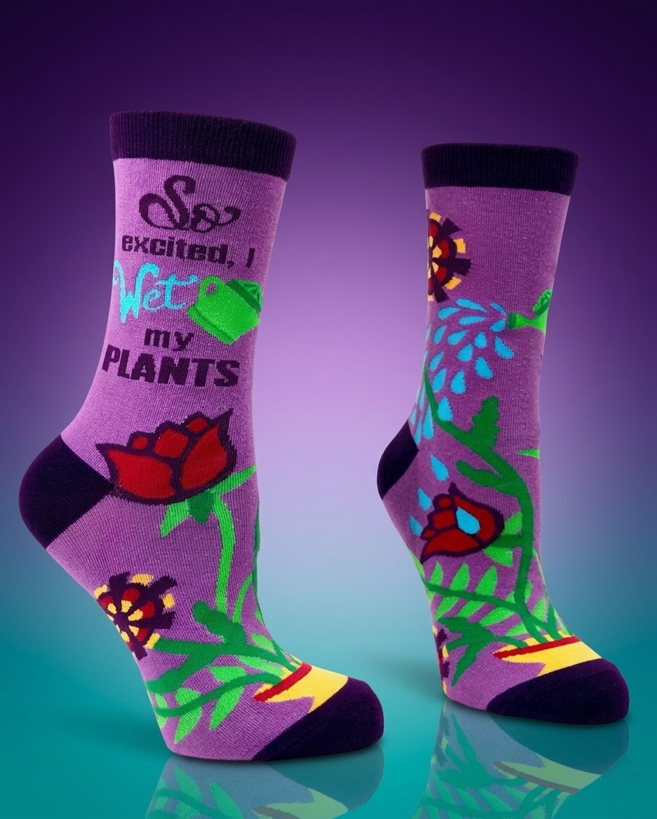 So Excited I Wet My Plants Women's Crew Socks Size 5-10