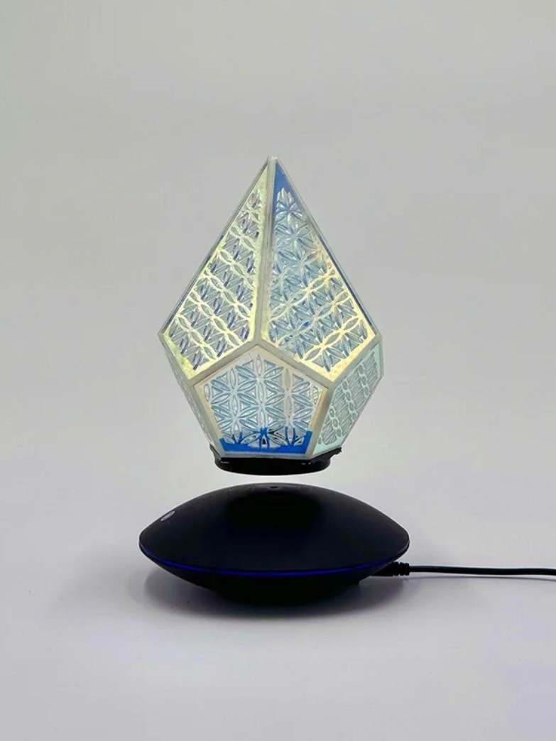 Levitating Iridescent Lamp Adjustable LED Lights Geometric Flower Of Life