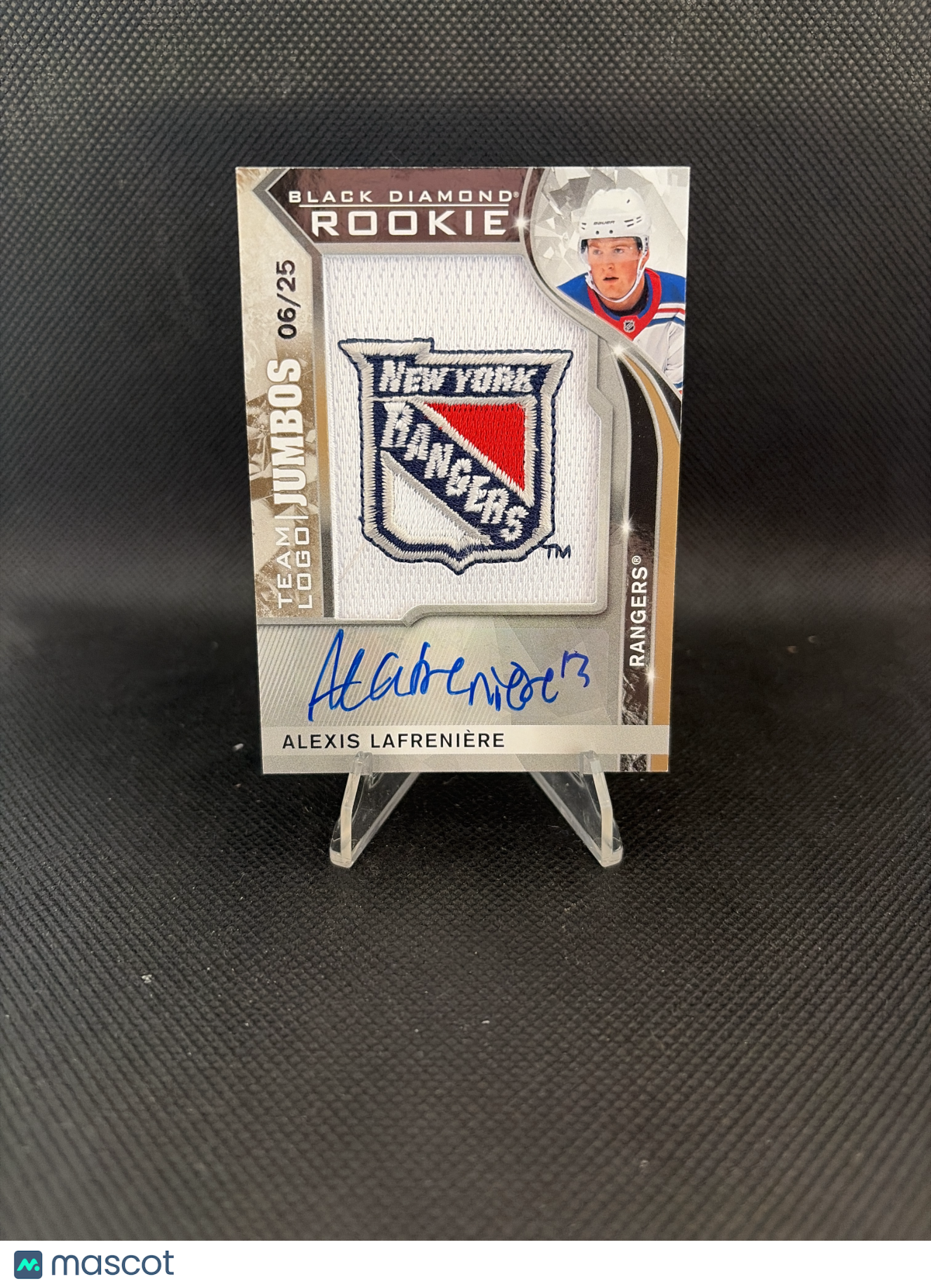 2020 Upper Deck Black Diamond Team Logo Jumbo Auto Alexis Lafrenière /25