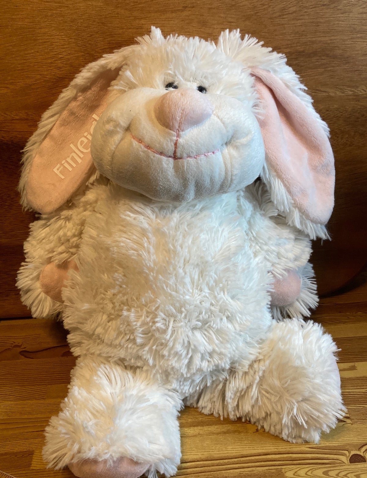 Soft White Rabbit Plush with FINLEIGH on ear